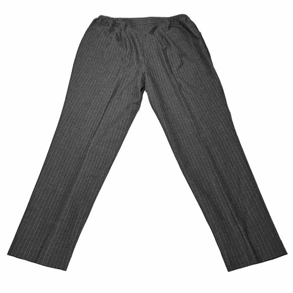 Talbots Pants Women’s 14 Gray White Wool Blend Pinstripe Work Casual Stretch - Picture 3 of 15